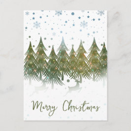 Winterwald Reindeer Weihnachtsfeiertag Postkarte