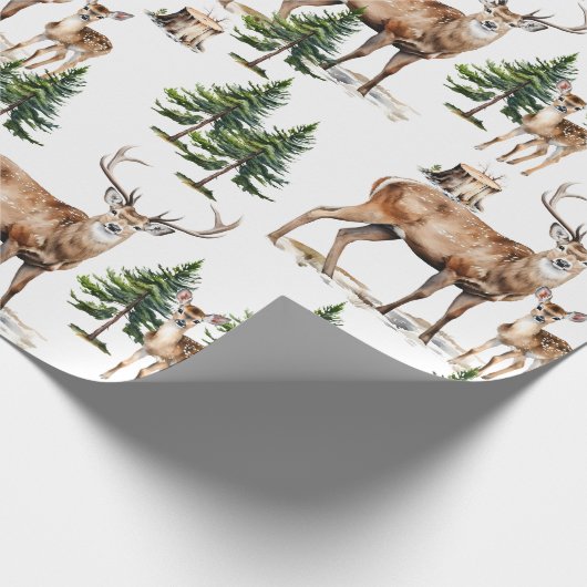 Winterwald-Rentierbaumwald Geschenkpapier (Ecke)
