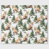 Winterwald Roter Fox in einem Pinienwald Geschenkpapier (Flach)