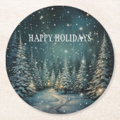 Winterwald Runder Pappuntersetzer (Vorderseite)