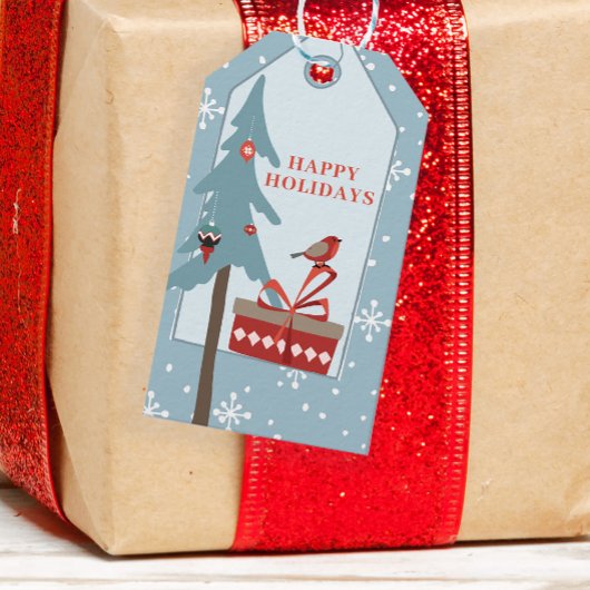 Winterwald rustikale Pine Baum Happy Holidays Geschenkanhänger