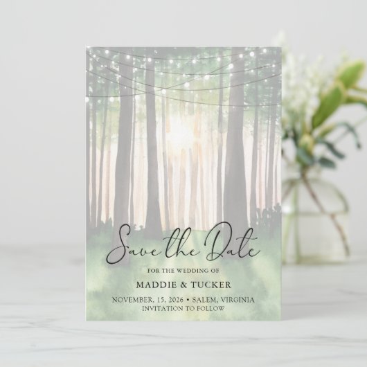 Winterwald | Rustikale Stringleuchten Save the Dat Save The Date (Stehend Vorderseite)