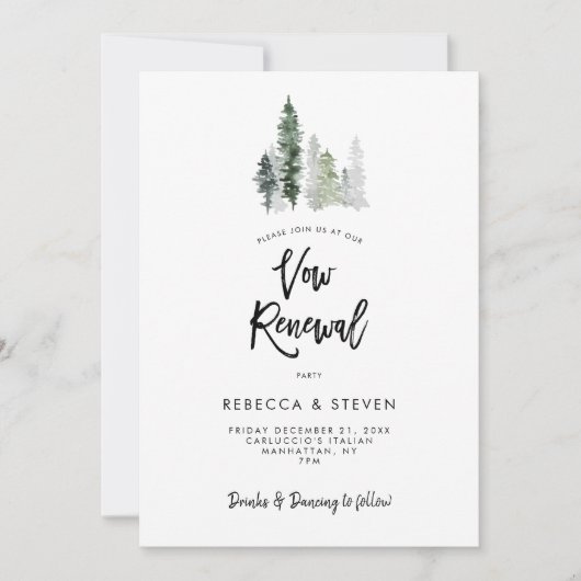 Winterwald Rustikale Verlängerung Einladung (Vorderseite)