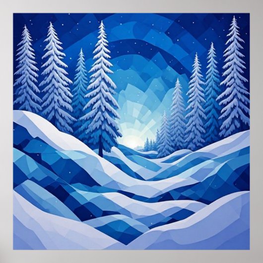 Winterwald Saphirblau ❄️ Poster (Vorne)