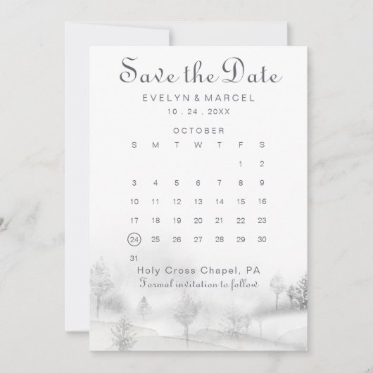 Winterwald Save the Date Kalender (Vorderseite)