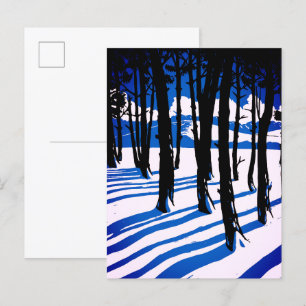 Winterwald Schatten – Blaue Minimale Natur Postkarte
