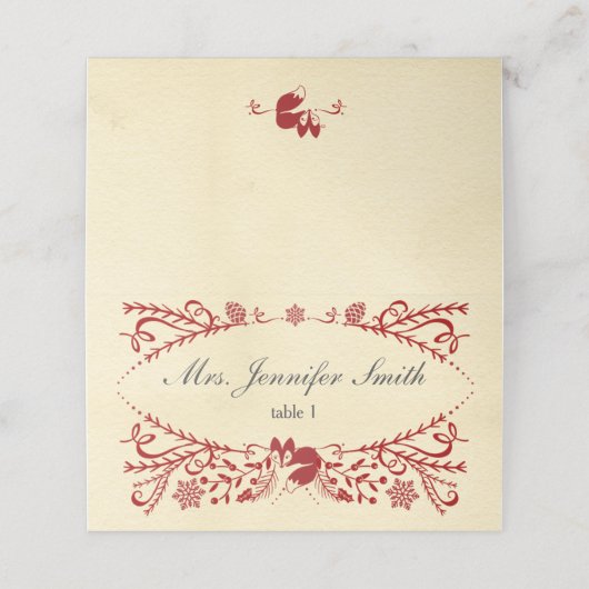 Winterwald schlafen Fox Weihnachten Platzkarte (Außenseite Aufgefaltet)