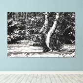 Winterwald, Schnee, Birken und Waldbäume Leinwanddruck (Insitu (Holzboden))