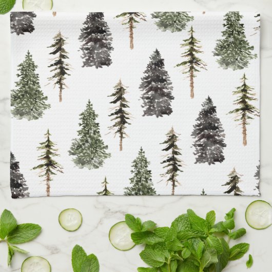 Winterwald-Schneebaume Geschirrtuch (Gefaltet)
