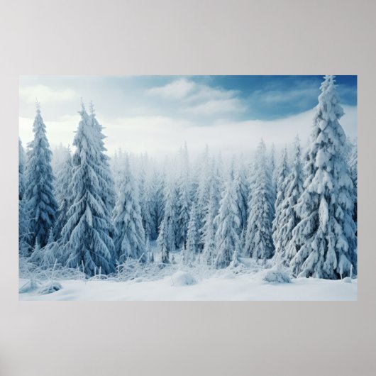 Winterwald Serene Landschaft Surreal Poster (Vorne)