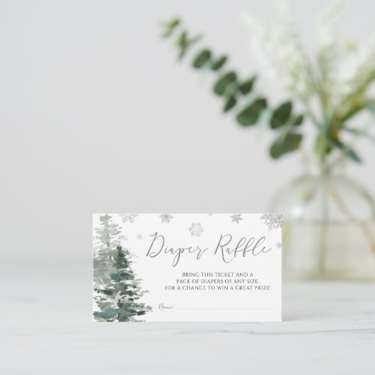 Winterwald Silber Es ist kalt draußen Windeln Begleitkarte (Stehend Vorderseite)