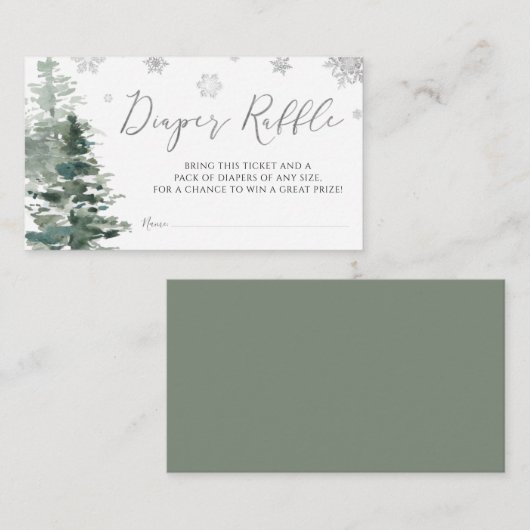 Winterwald Silber Es ist kalt draußen Windeln Begleitkarte (Vorne/Hinten)