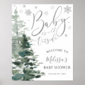 Winterwald Silber Es ist kalte Außendusche Poster (Vorne)