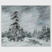 Winterwald Silberner Weihnachtsfest Geschenkpapier (Flach)