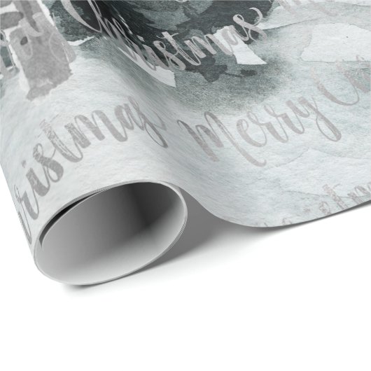 Winterwald Silberner Weihnachtsfest Geschenkpapier (Rolleneckpunkt)