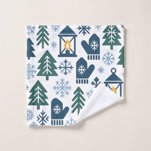 Winterwald Snowflake Muster Badhandtuch Set (Waschlappen)