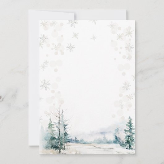 Winterwald Snowflakes Onederland 1. Geburtstag Einladung (Rückseite)