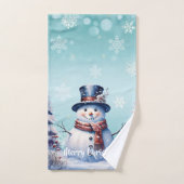 Winterwald Snowman Weihnachten | Aquamarin Badhandtuch Set (Handtuch)