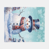 Winterwald Snowman Weihnachten | Aquamarin Fleecedecke (Vorderseite (Horizontal))