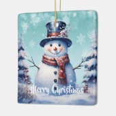 Winterwald Snowman Weihnachten | Aquamarin Keramikornament (Links)