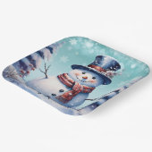 Winterwald Snowman Weihnachten | Aquamarin Pappteller (Gewinkelt)