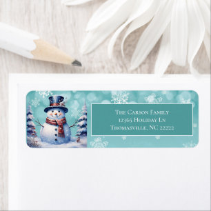 Winterwald Snowman Weihnachten Aquamarine Adress