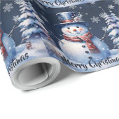 Winterwald Snowman Weihnachten | Blau Geschenkpapier (Rolleneckpunkt)
