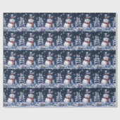Winterwald Snowman Weihnachten | Blau Geschenkpapier (Flach)
