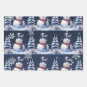 Winterwald Snowman Weihnachten | Blau Geschenkpapier Set (Vorderseite)