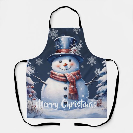 Winterwald Snowman Weihnachten | Blau Schürze (Vorderseite)