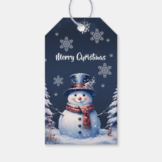 Winterwald Snowman Weihnachten Geschenkanhänger (Vorderseite)