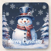 Winterwald Snowman Weihnachten Getränkeuntersetzer (Vorderseite)