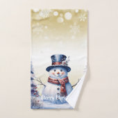 Winterwald Snowman Weihnachten | Gold Badhandtuch Set (Handtuch)