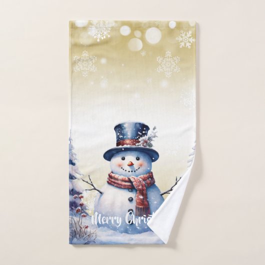Winterwald Snowman Weihnachten | Gold Badhandtuch Set (Handtuch)