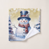Winterwald Snowman Weihnachten | Gold Badhandtuch Set (Waschlappen)
