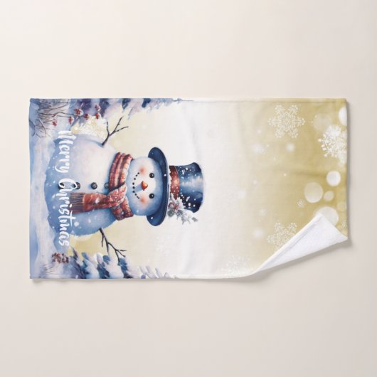 Winterwald Snowman Weihnachten | Gold Badhandtuch Set (Handtuch)