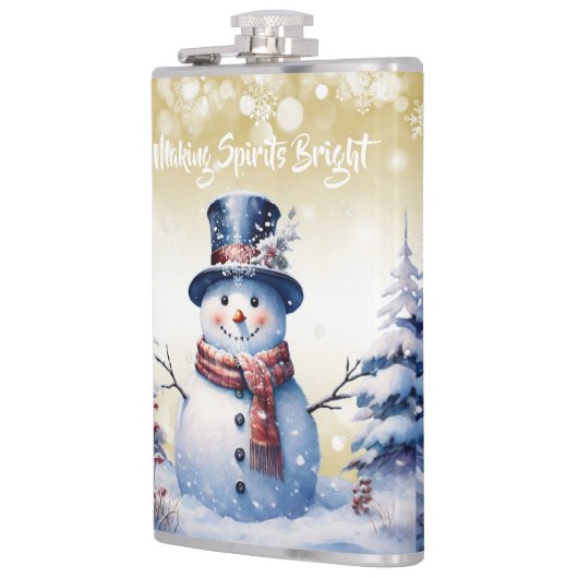 Winterwald Snowman Weihnachten | Gold Flachmann (Links)