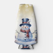 Winterwald Snowman Weihnachten | Gold Flaschenkühler (Vorderseite)