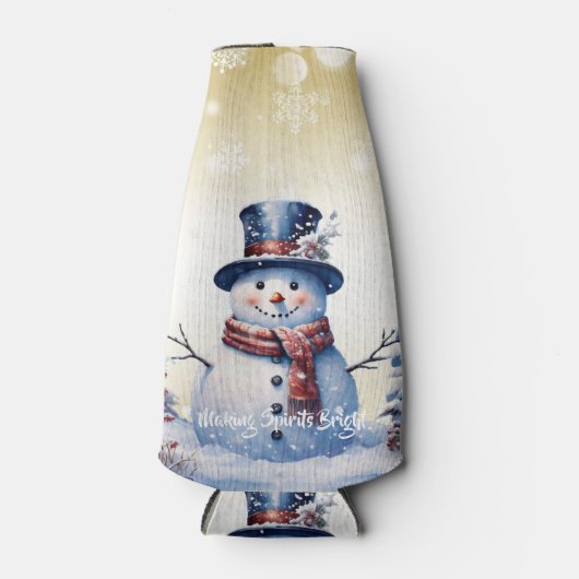 Winterwald Snowman Weihnachten | Gold Flaschenkühler (Vorderseite)
