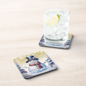 Winterwald Snowman Weihnachten | Gold Getränkeuntersetzer (Rechte Seite)