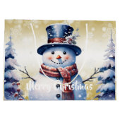 Winterwald Snowman Weihnachten | Gold Große Geschenktüte (Rückseite)