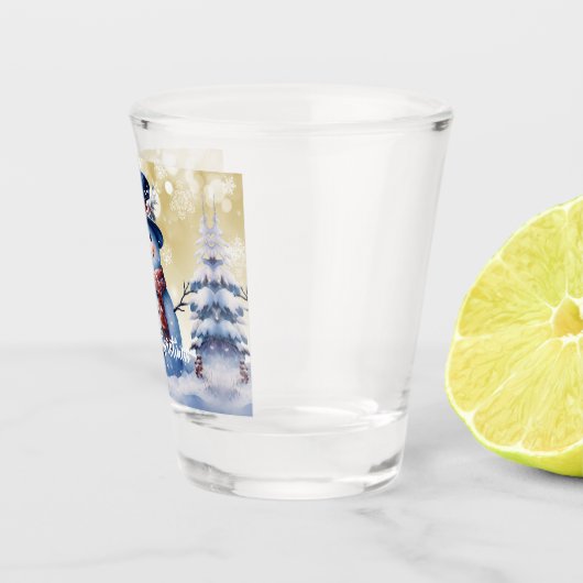 Winterwald Snowman Weihnachten | Gold Schnapsglas (Rechts)