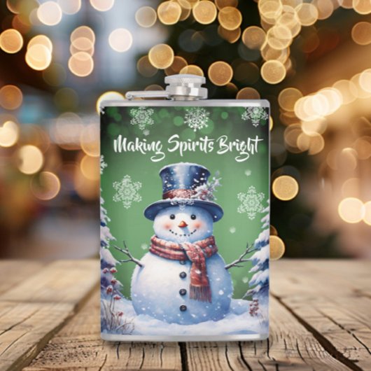 Winterwald Snowman Weihnachten | Green Flachmann