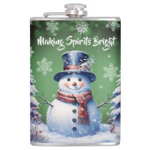 Winterwald Snowman Weihnachten | Green Flachmann (Vorderseite)