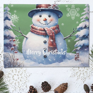 Winterwald Snowman Weihnachten Green Geschirrtuch