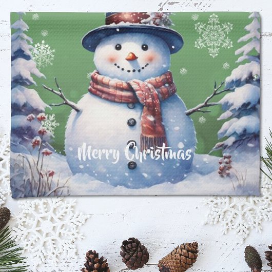 Winterwald Snowman Weihnachten | Green Geschirrtuch