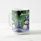 Winterwald Snowman Weihnachten | Green Kaffeetasse (Vorderseite Links)