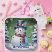 Winterwald Snowman Weihnachten | Green Pappteller (Party)
