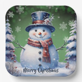 Winterwald Snowman Weihnachten | Green Pappteller (Vorderseite)