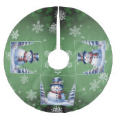 Winterwald Snowman Weihnachten | Green Polyester Weihnachtsbaumdecke (Vorderseite)